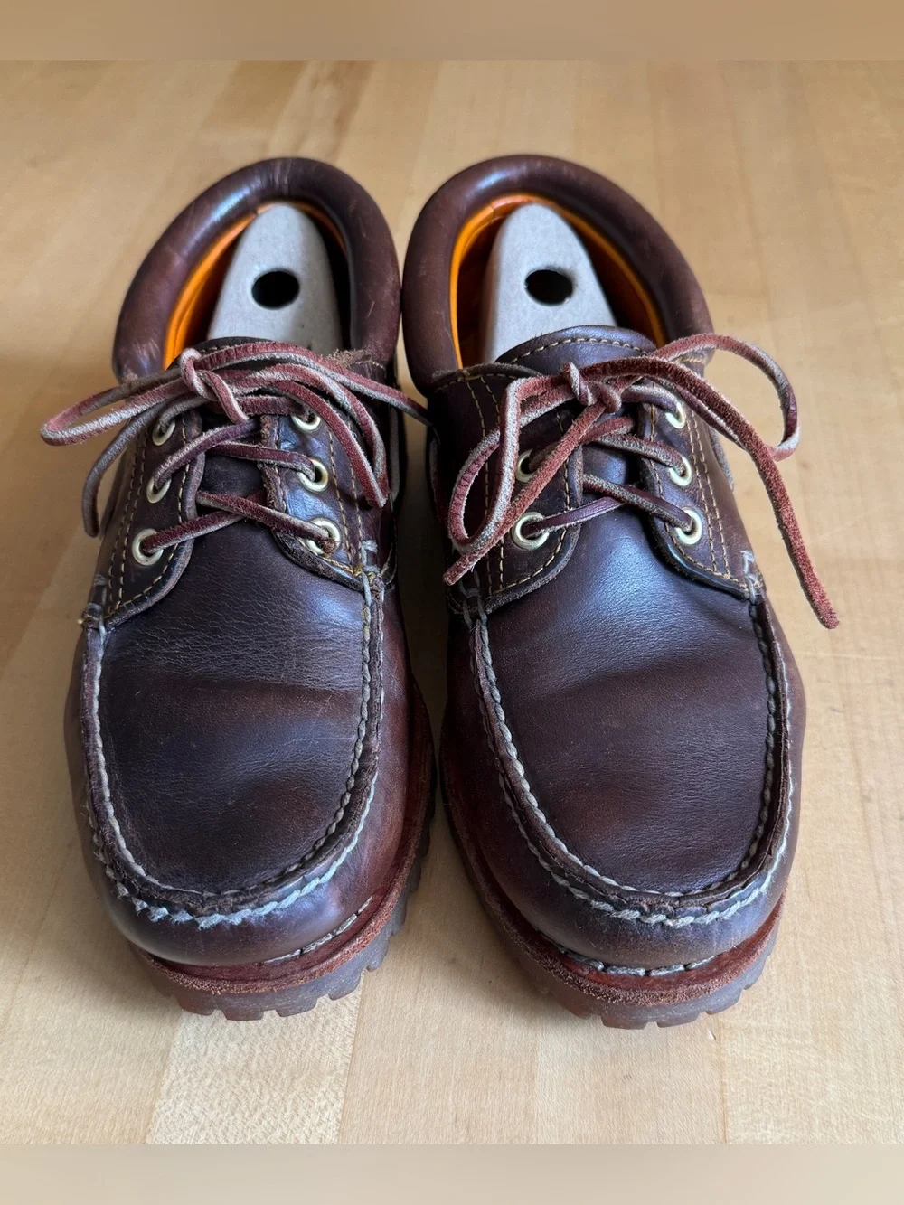Timberland Men's Authentic 3-Eye Lug Handsewn Leather Boat Shoe Burgundy 7.5 M